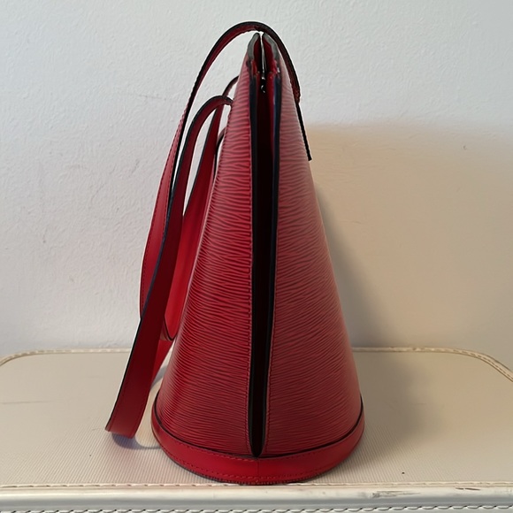 Louis Vuitton Red Saint Jacques Epi Leather Shoulder Bag Vintage Tote Rare - Picture 5 of 16